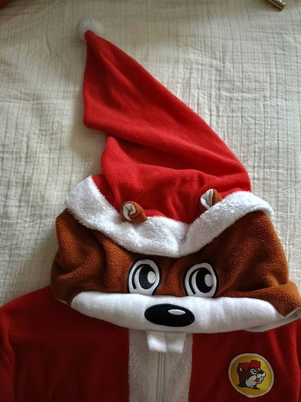 Red Holiday Character Hooded Onesie - Brown/White Accent